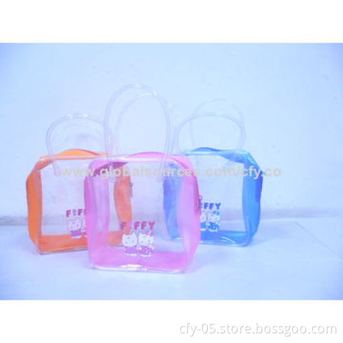 Clear PVC Toiletry Bag with Silkscreen, UV Offset Printing, EN71 Mark